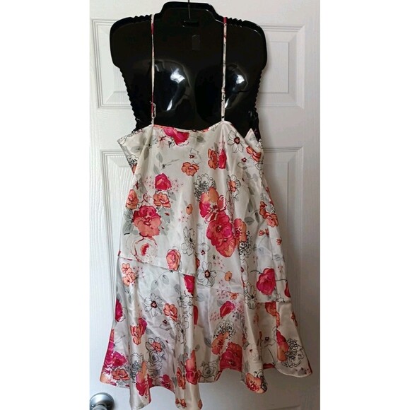 Delicates Slip Dress Sz Medium Floral Print Lace Trim Chemise Gown Lingerie Vtg - Picture 2 of 7